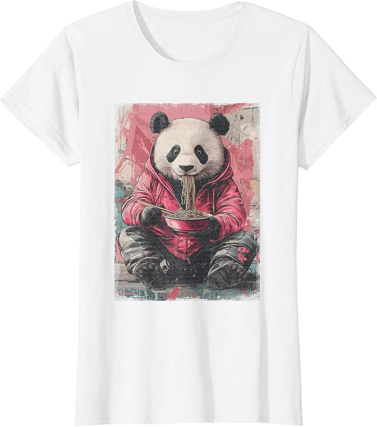 Cyberpunk Ramen Panda Y2K Manga Anime Japanese Streetwear T-Shirt - White