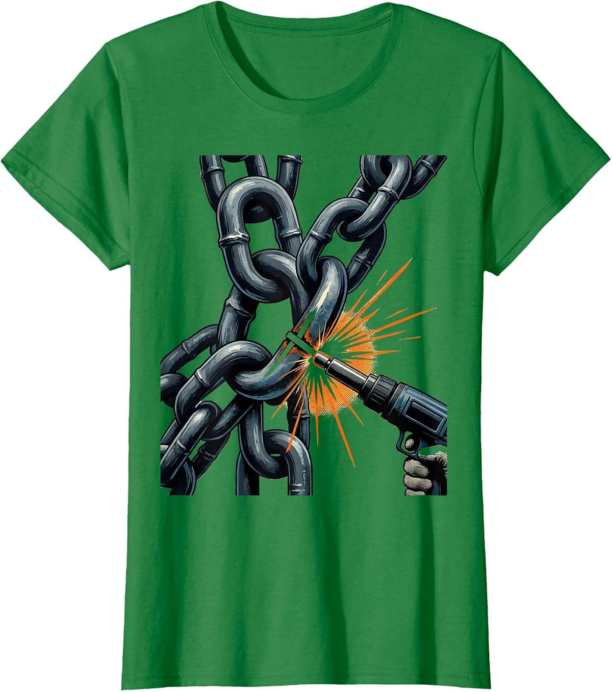 Women's Heavy Steel Chain Welding Repair Humor Metal Worker Gift T-Shirt - Kelly Green