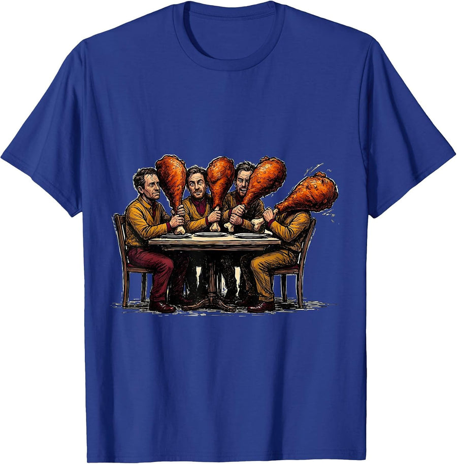 Turkey Drumstick Crew Matching Thanksgiving Humor T-Shirt - Royal Blue