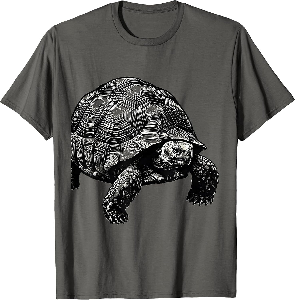 Men's Tortoise Humor Pet Lover Scratchboard Graphic T-Shirt - Asphalt Grey