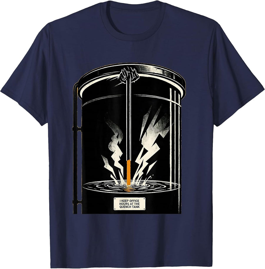 I Keep Office Hours At The Quench Tank Scratchboard T-Shirt - Navy Blue