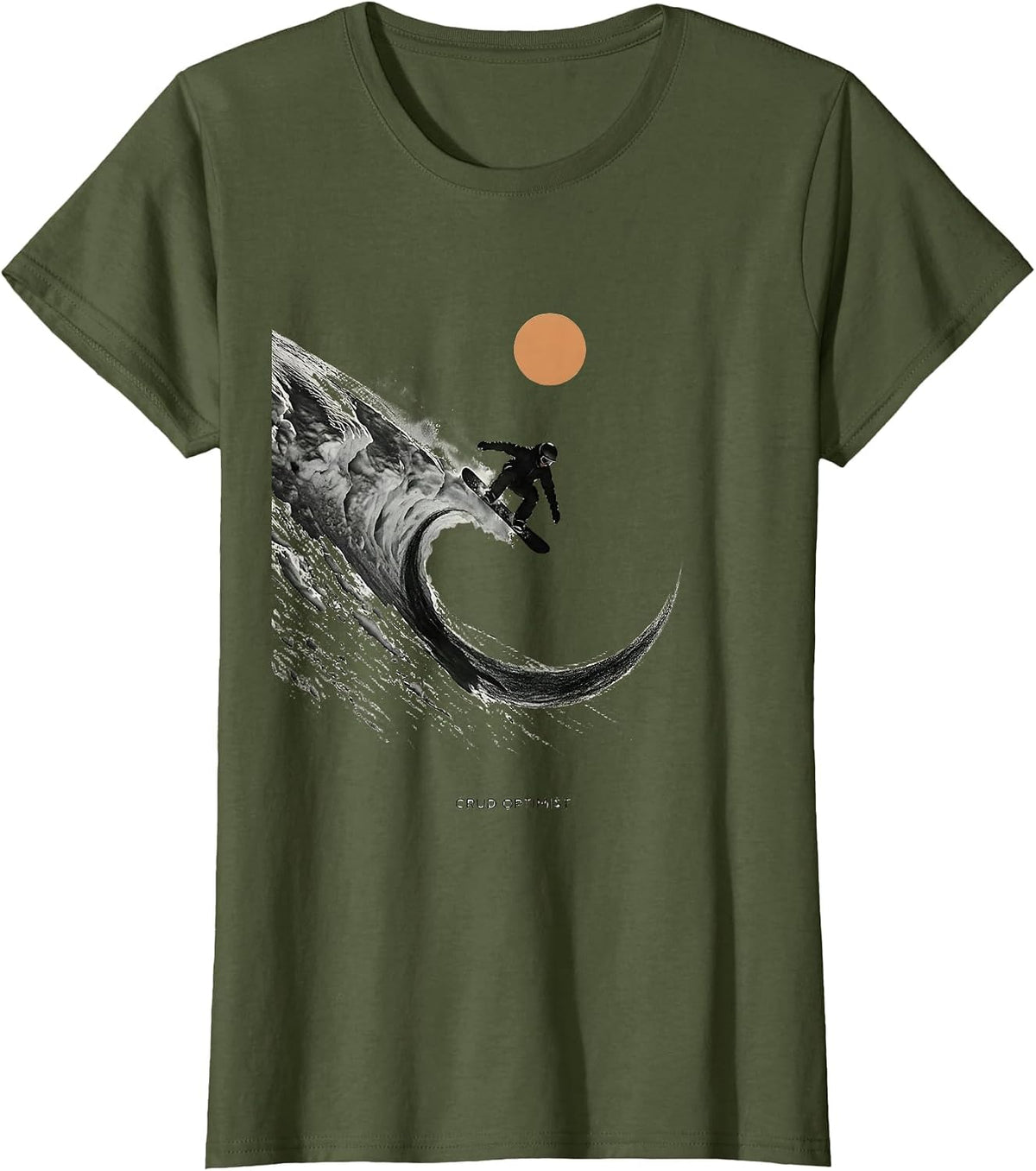 Women's Crud Optimist Funny Snowboarder Winter Humor Gift T-Shirt - Olive Green