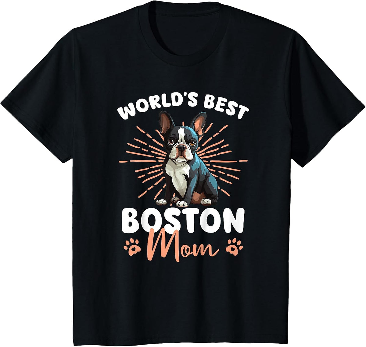 Boston Terrier Groovy World's Best Boston Mom T-Shirt - Black