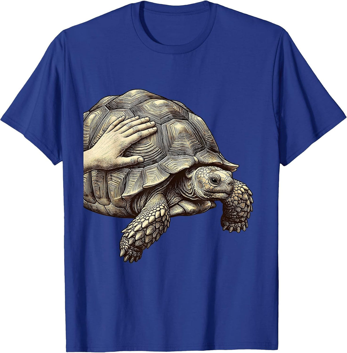 Sulcata Tortoise Portrait Pet Lover Gift T-Shirt - Royal Blue