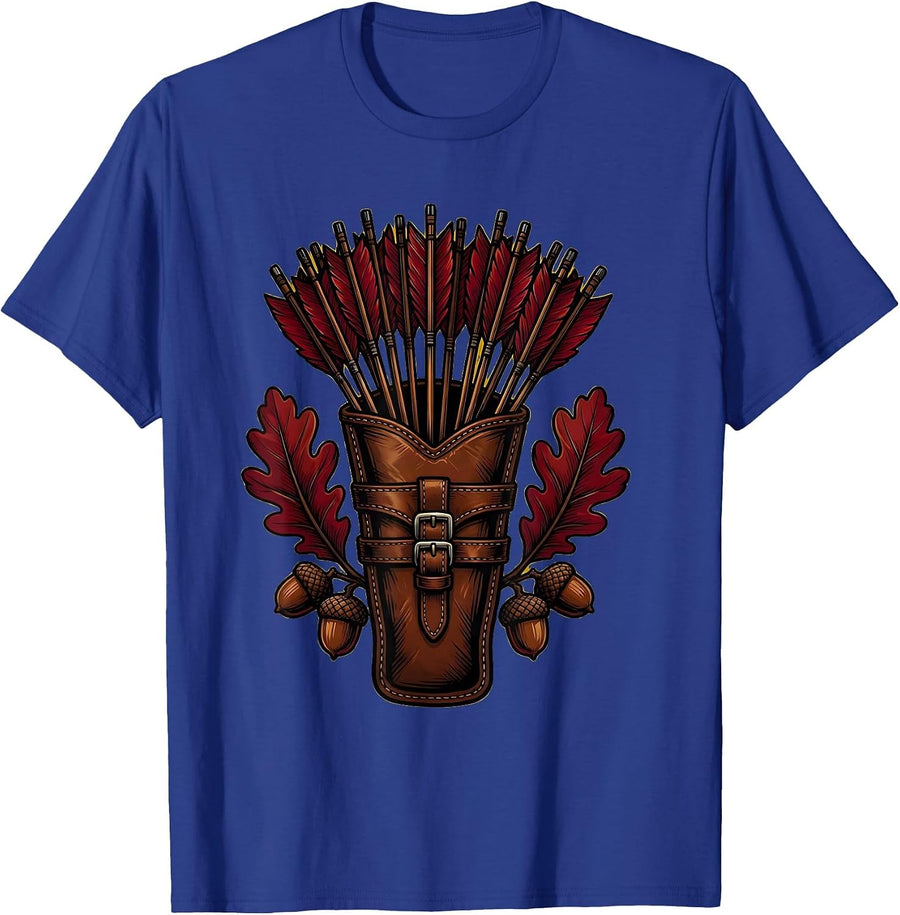 Hunting Arrows Leather Quiver Illustration T-Shirt - Royal Blue