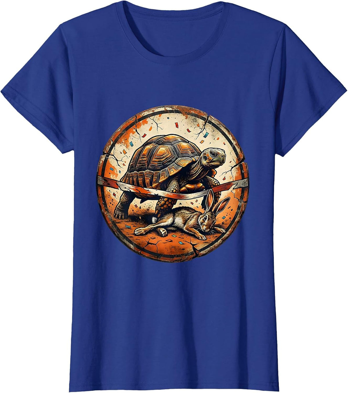 Women's Tortoise Beats Hare Finish Line Victory Graphic T-Shirt - Royal Blue
