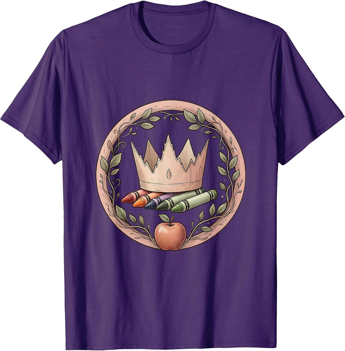 Men's Kindergarten Teacher Construction Paper Crown T-Shirt - Purple