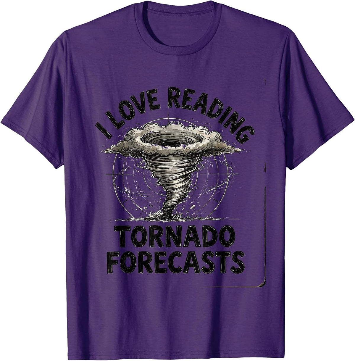 I Love Reading Tornado Forecasts Hand-Sketched Storm Chaser T-Shirt - Purple