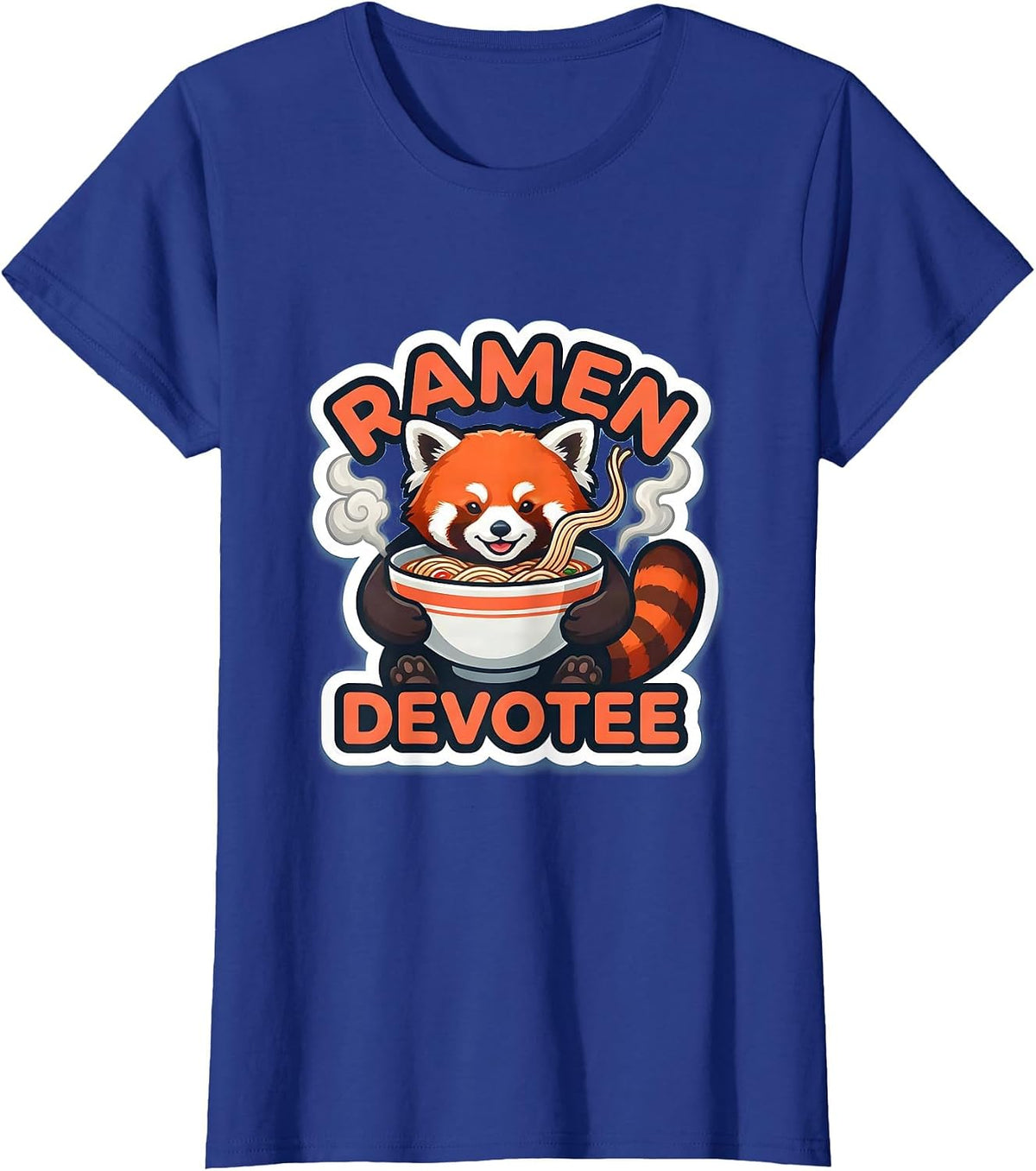 Women's Ramen Devotee Cute Panda Anime Japanese Food Lover Kawaii T-Shirt - Royal Blue