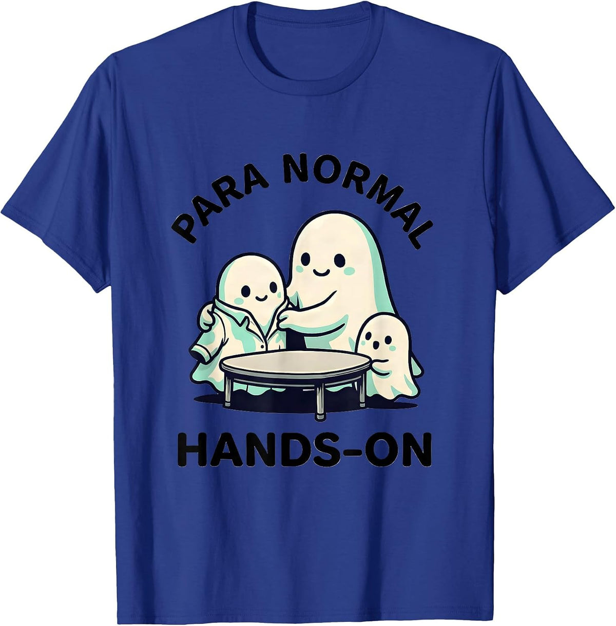 Men's Para Normal Hands-On Cute Kawaii Ghost Paraprofessional T-Shirt - Royal Blue