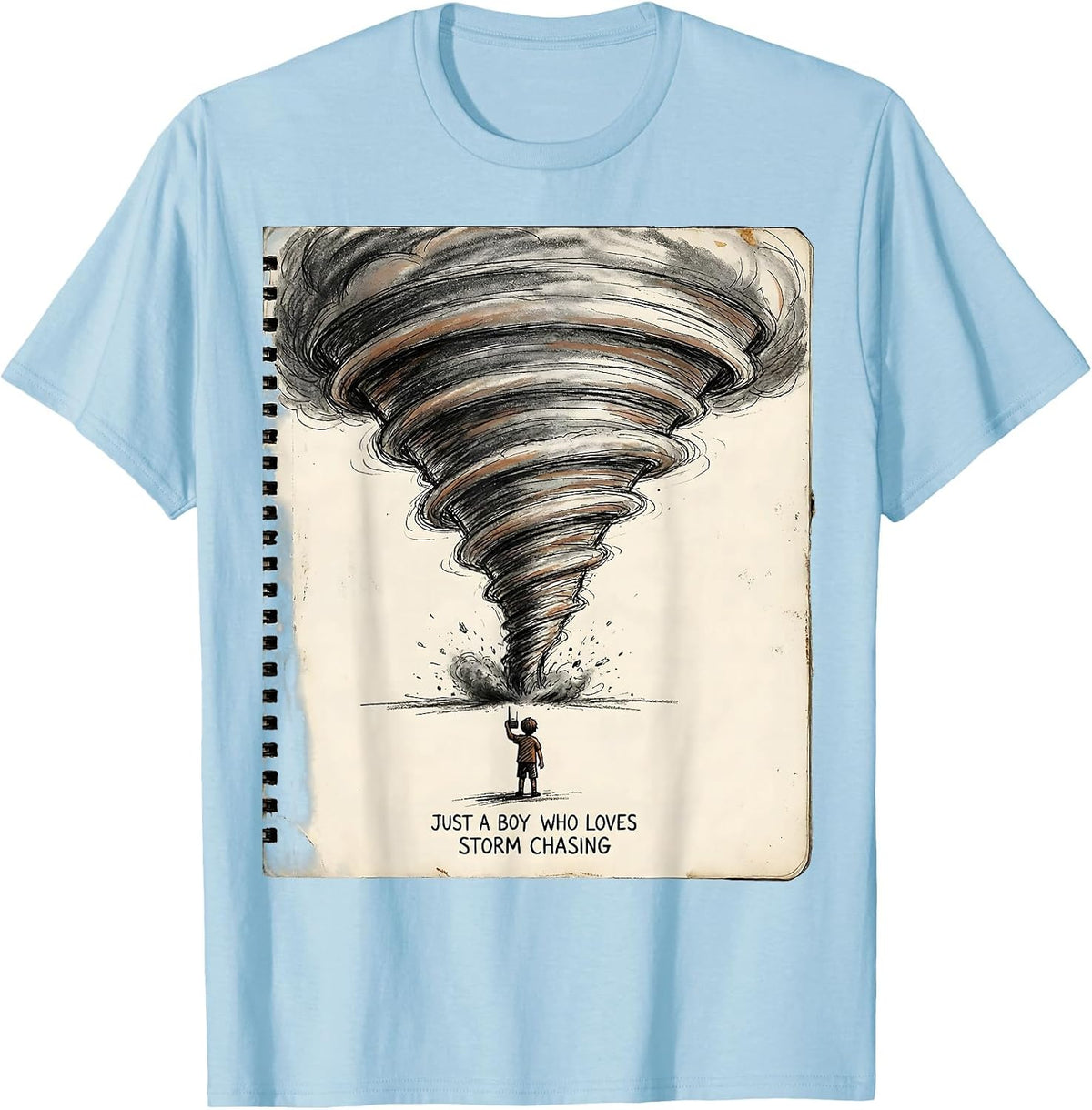 Men's Just A Boy Who Loves Storm Chasing Funny Tornado Chaser Kid T-Shirt - Baby Blue