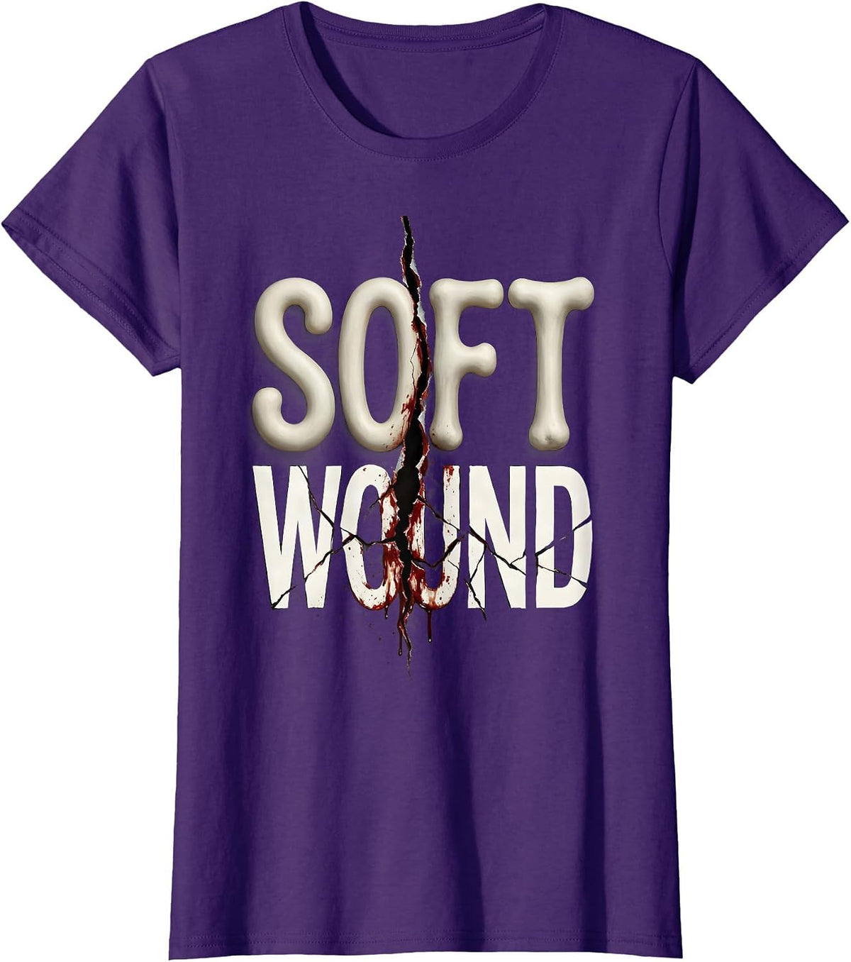 Women's Soft Wound Y2K Grunge Alt Goth Streetwear Vintage Graphic T-Shirt - Purple