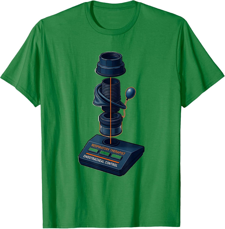 Men's Respiratory Therapist Endotracheal Control Professional T-Shirt - Kelly Green