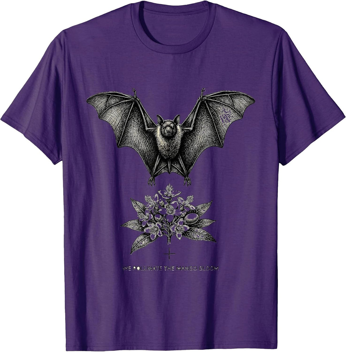 We Pollinate The Mango Bloom Bat Lover Wildlife Conservation T-Shirt - Purple