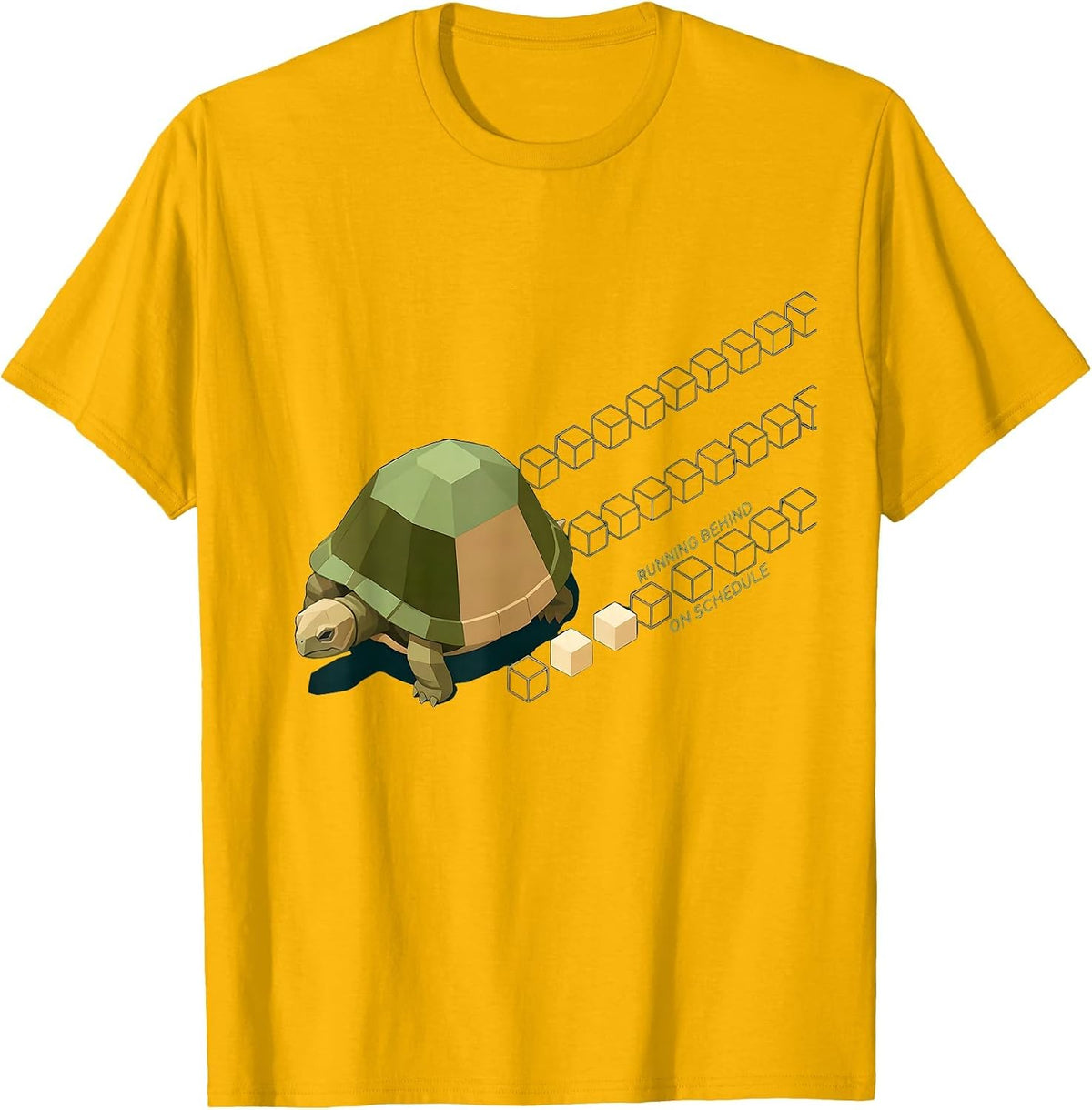 Men's Running Behind, On Schedule Funny Tortoise Lover Gift T-Shirt - Golden Yellow
