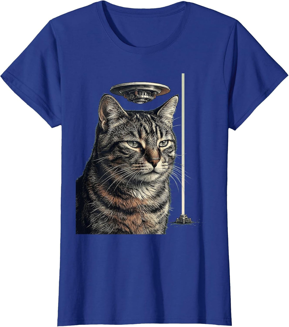 Women's Alien UFO Cat Meme Funny Cat Gift T-Shirt - Royal Blue