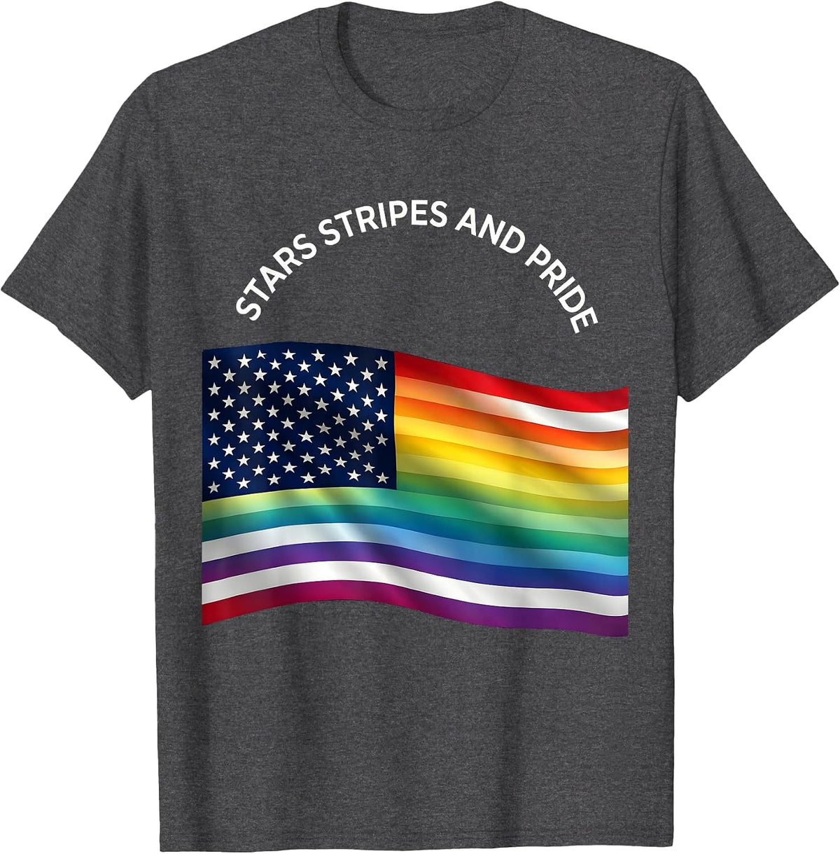 Stars Stripes and Pride American Flag Design T-Shirt - Dark Heather Grey