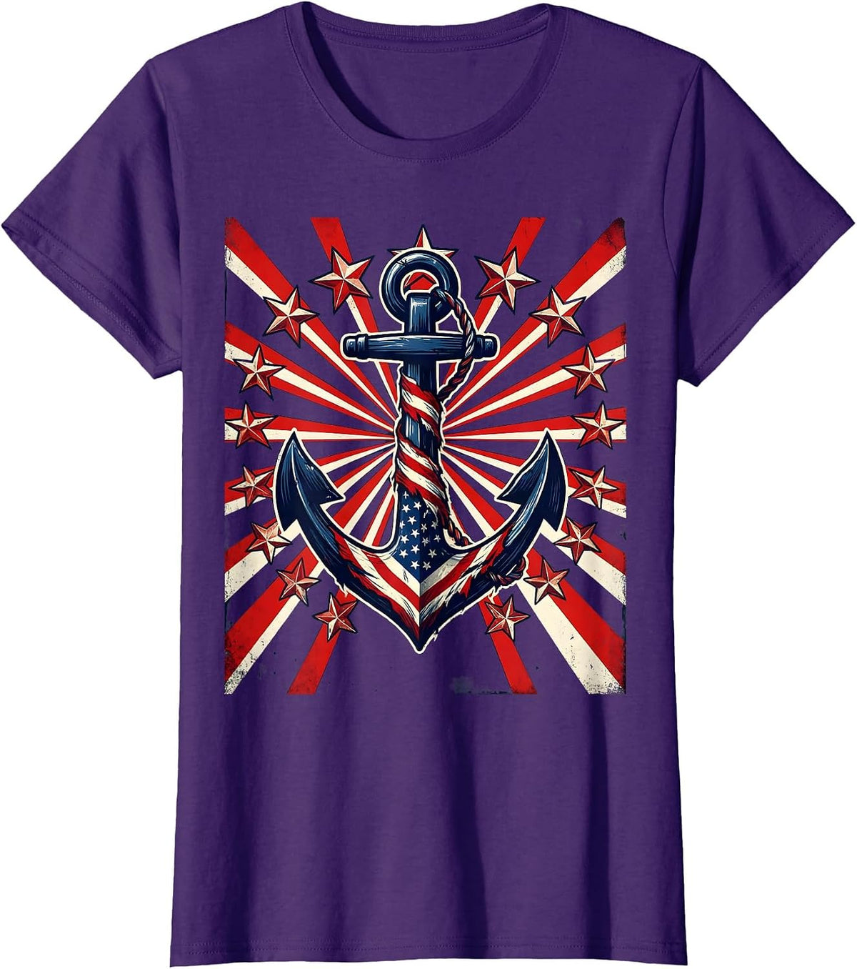 Women's Anchor Sinking Into the Deep Ocean Graphic T-Shirt - Purple