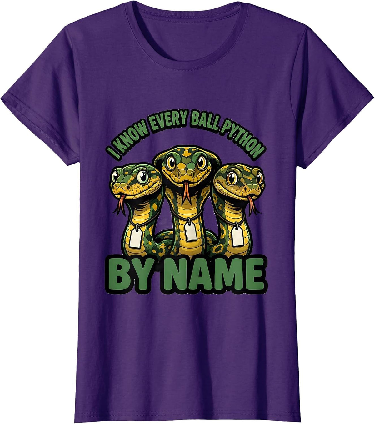 Women's I Know Every Ball Python By Name Funny Reptile Lover Humor T-Shirt - Purple