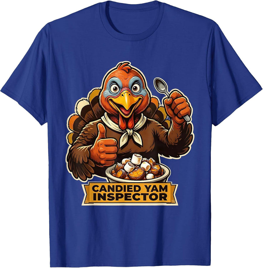 Candied Yam Inspector Retro Thanksgiving Turkey Humor Family T-Shirt - Royal Blue