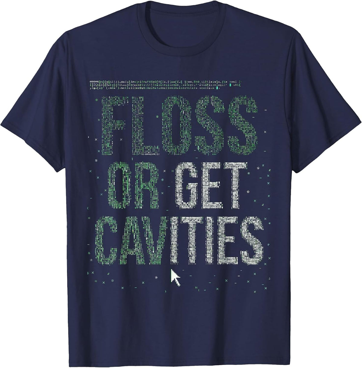 Men's Halloween Dental Floss or Get Cavities Design T-Shirt - Navy Blue