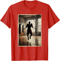 Men's Boxer Jumping Rope Empty Gym Illustration T-Shirt - Red