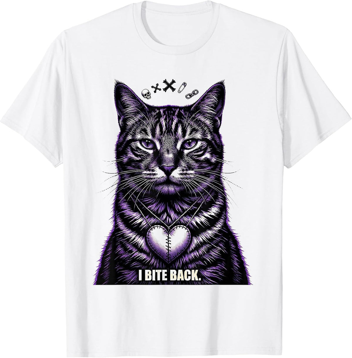 Men's I Bite Back Emo Goth Cat Girl Alt Aesthetic Alternative T-Shirt - White