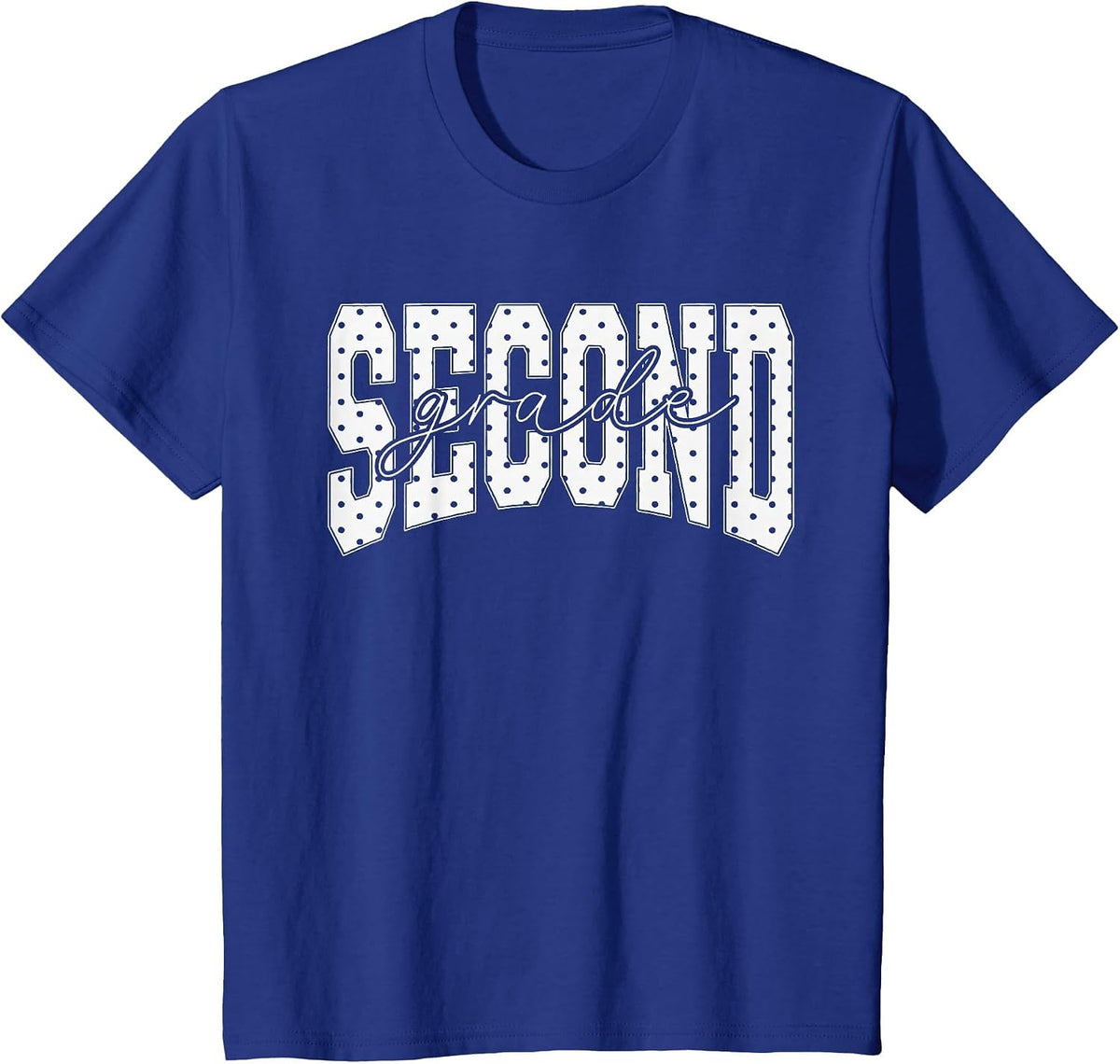 Funny Second Grade Teacher Student Polka Dot Back to School T-Shirt - Royal Blue