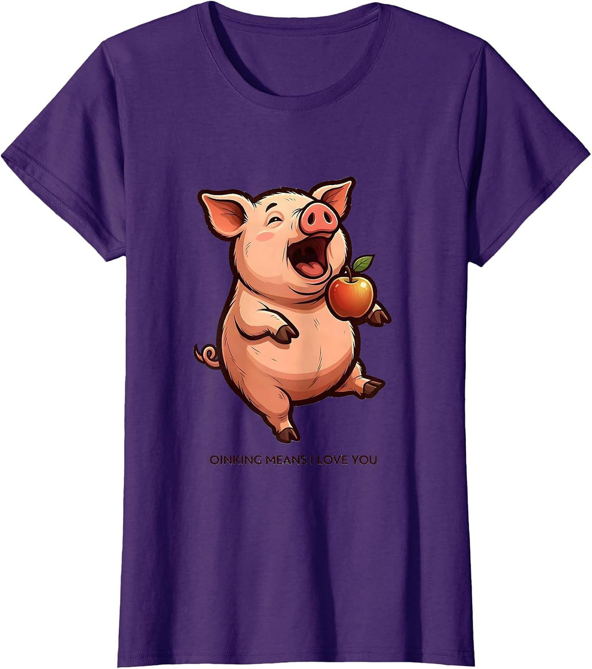 Women's Oinking Means I Love You Funny Pig Lover Pet Owner Humor T-Shirt - Purple