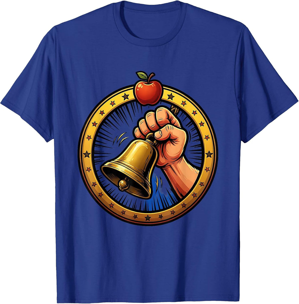 1st Grade Teacher Vintage School Bell Illustration T-Shirt - Royal Blue