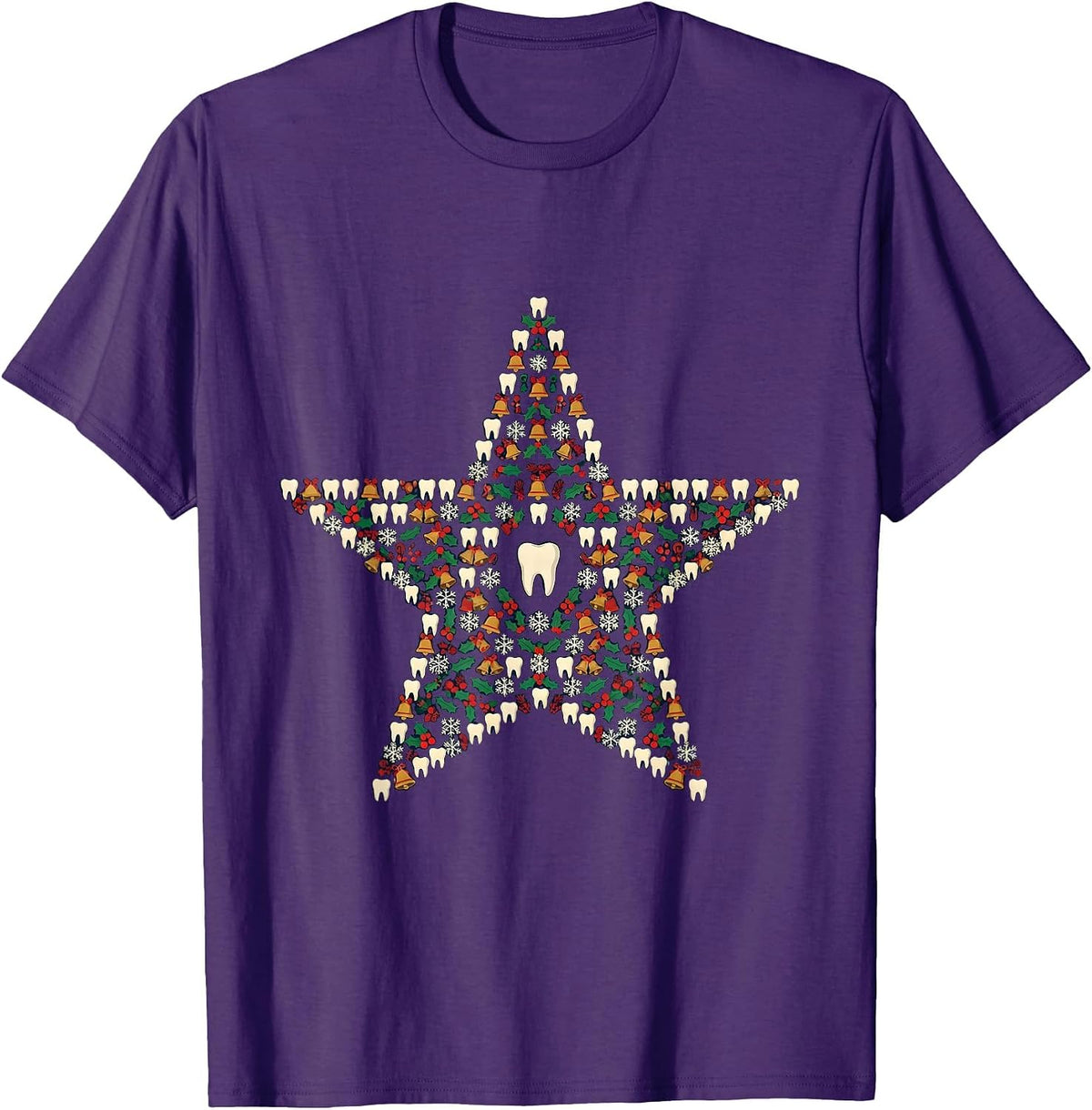 Five-Point Star Dental Christmas Dentist Gift T-Shirt - Purple