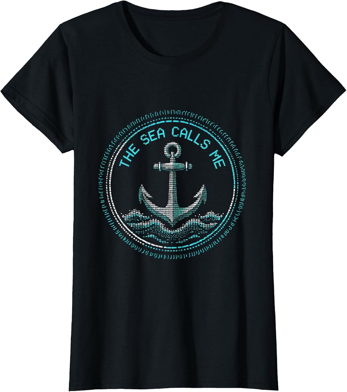 Women's The Sea Calls Me Navy Ocean Lover Design T-Shirt - Black