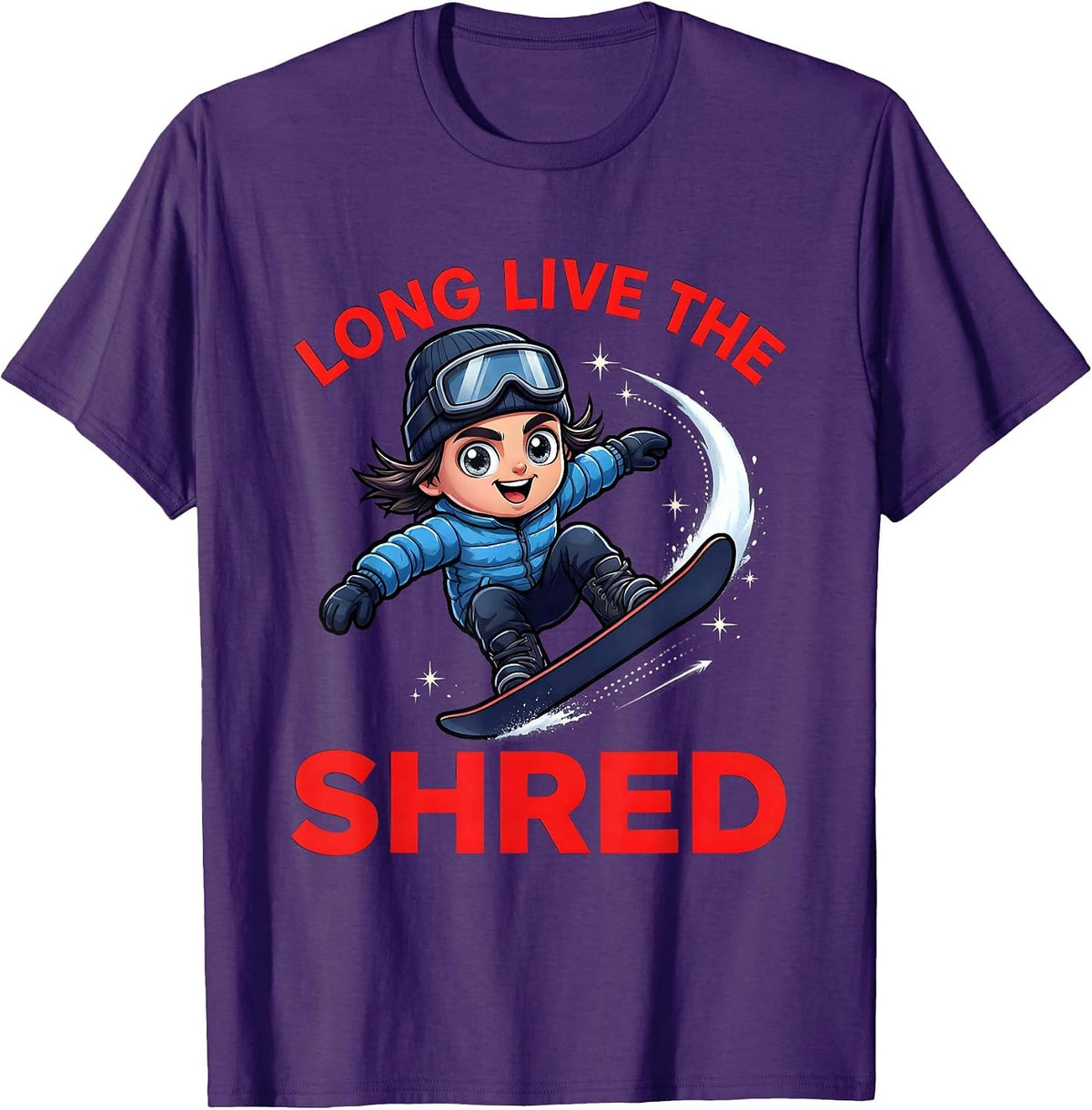 LONG LIVE THE SHRED Funny Snowboarder Ski Season Gift T-Shirt - Purple