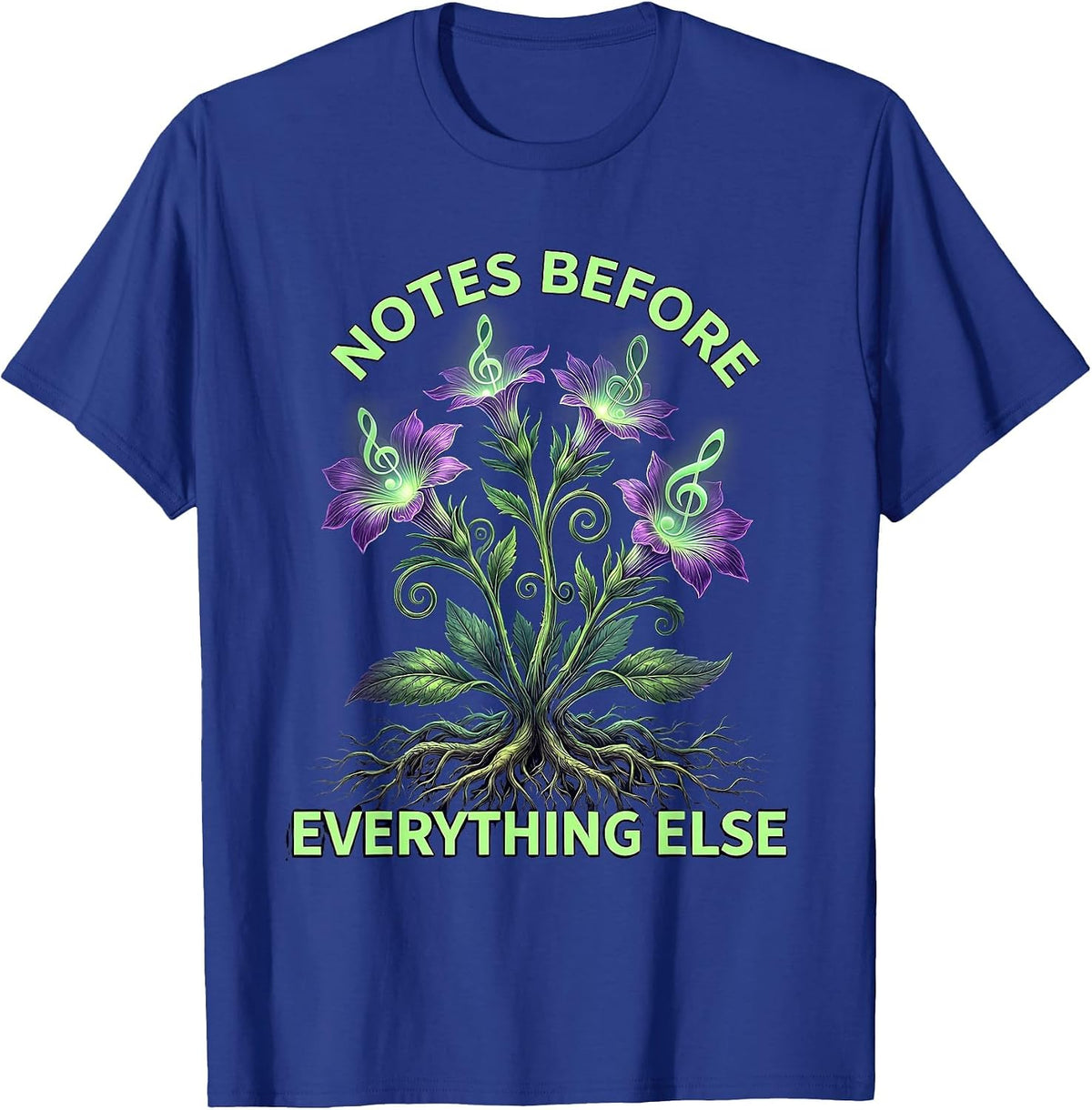 Men's Notes Before Everything Else Music Teacher Design T-Shirt - Royal Blue