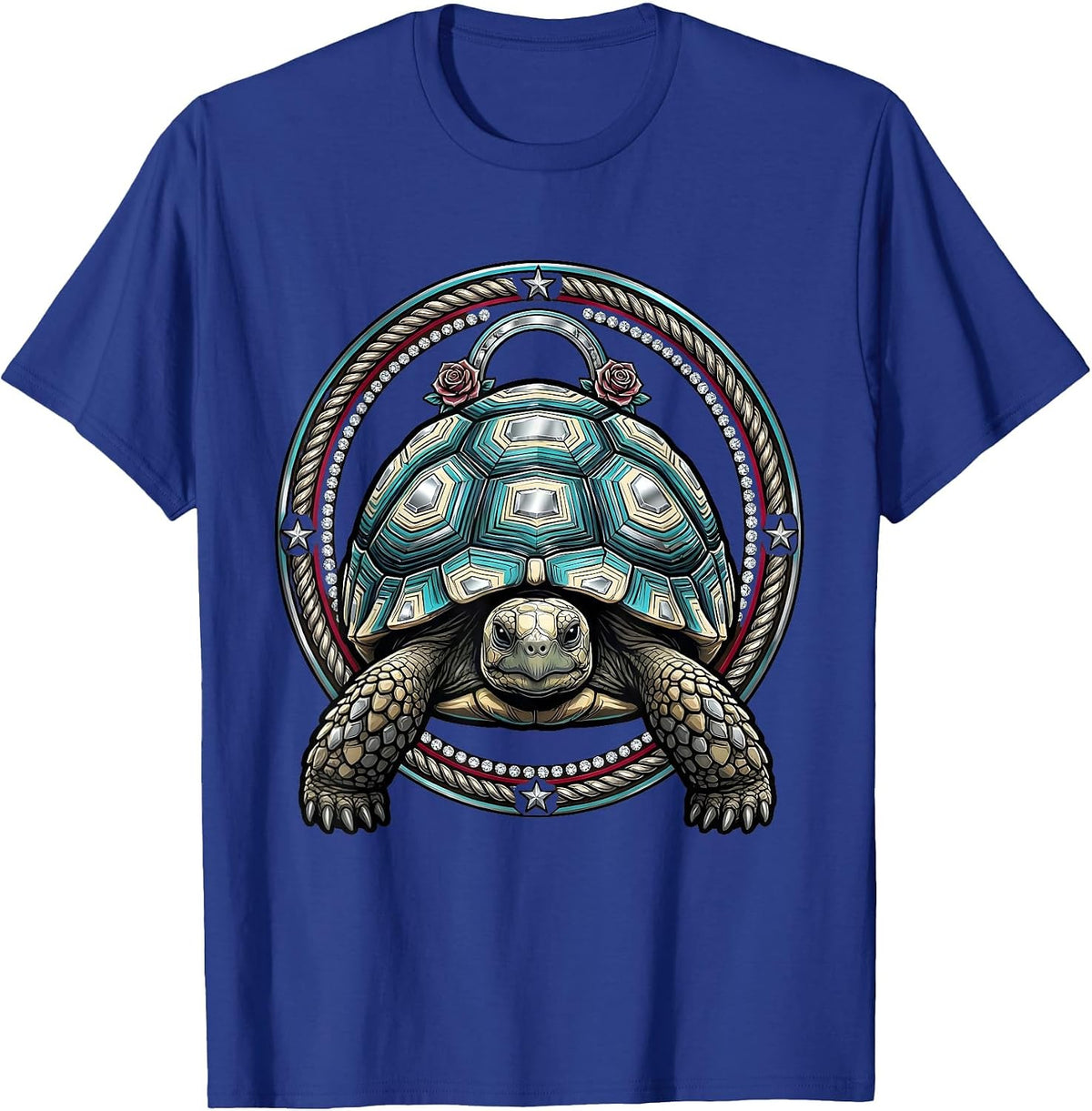 Men's Desert Tortoise Western Wildlife Illustration T-Shirt - Royal Blue