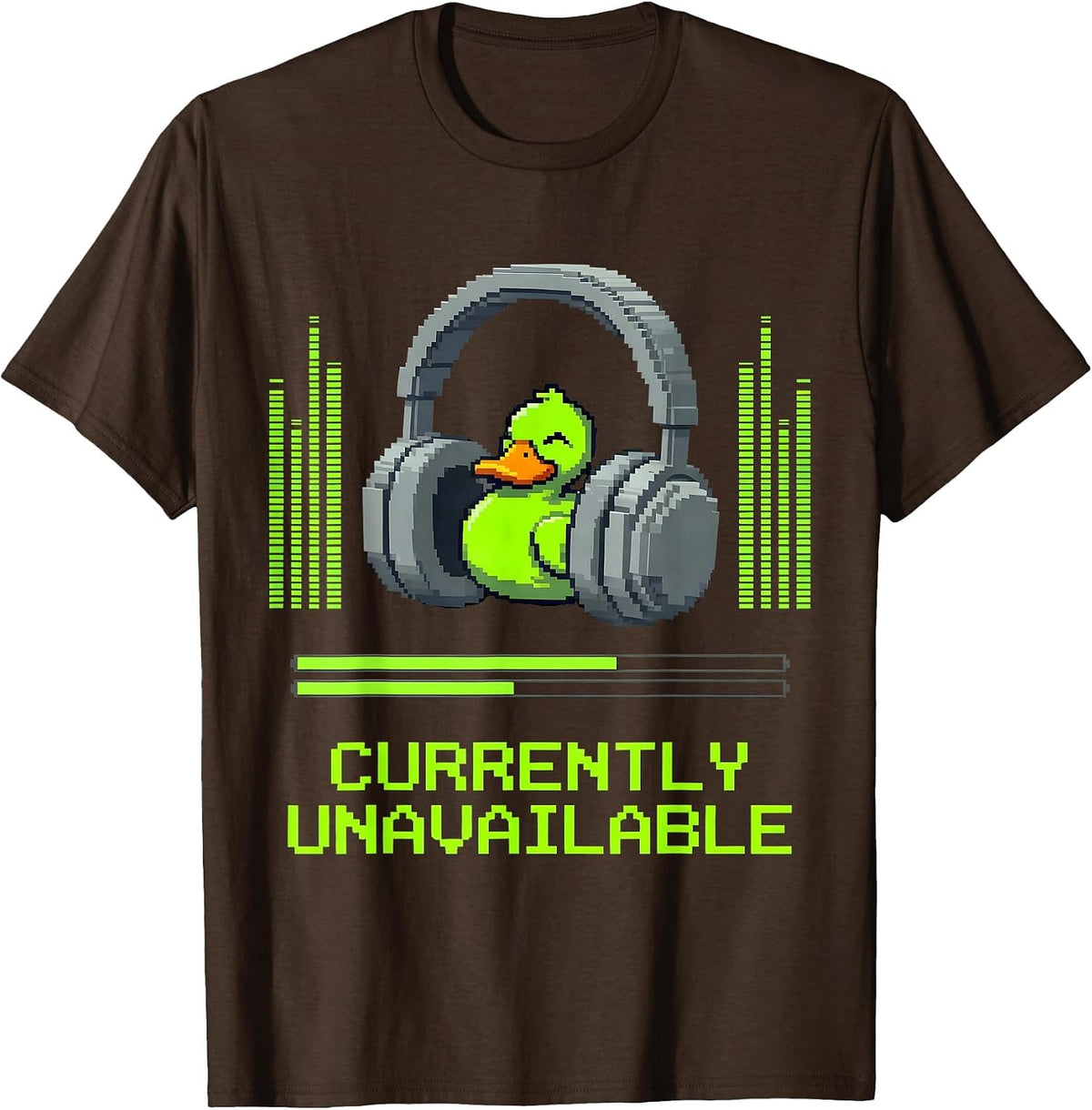 Men's Duck Gamer Pixel Art Funny Animal Mascot Video Games Kids T-Shirt - Brown