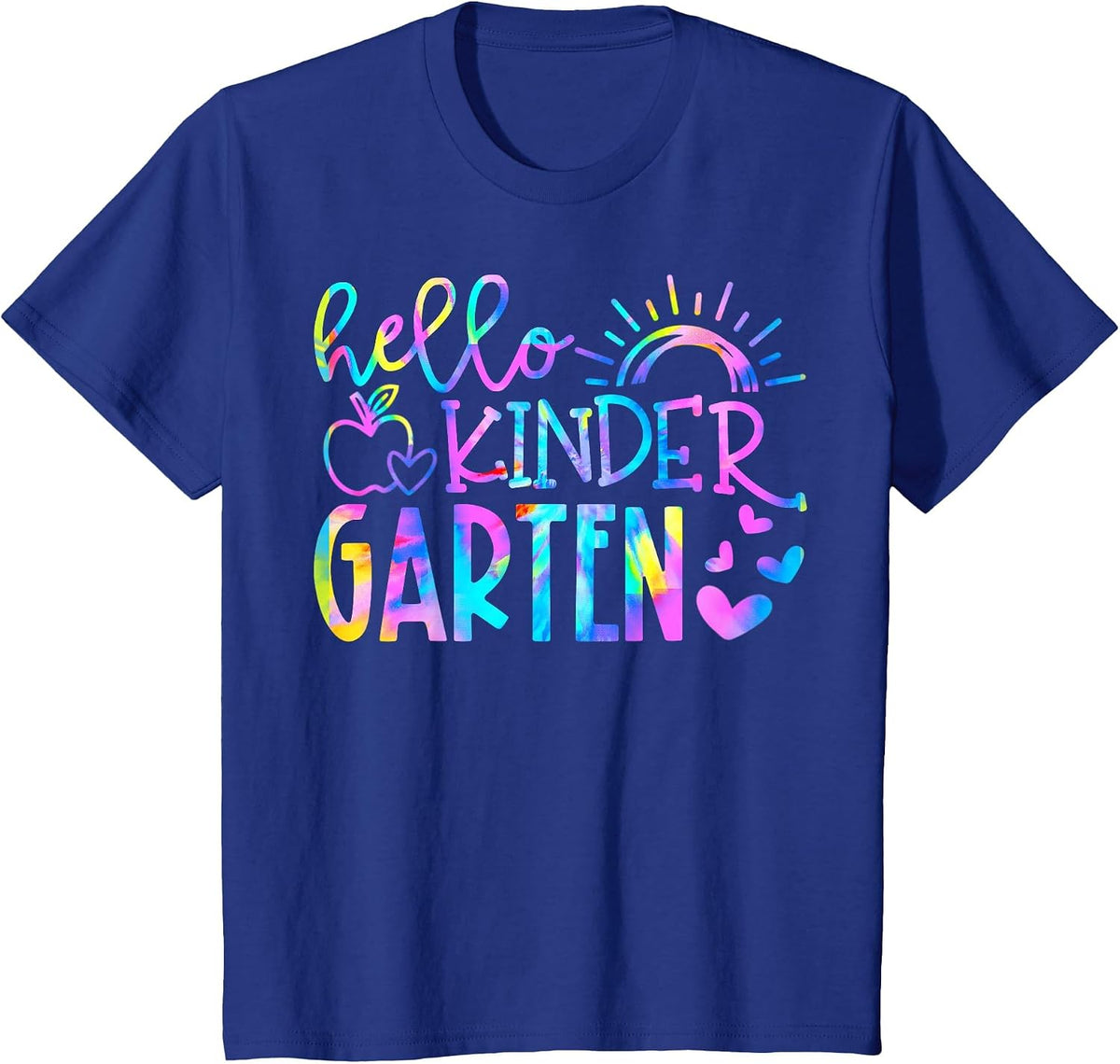 Hello Kindergarten Tie Dye Back to School Kinder Teacher Kid T-Shirt - Royal Blue