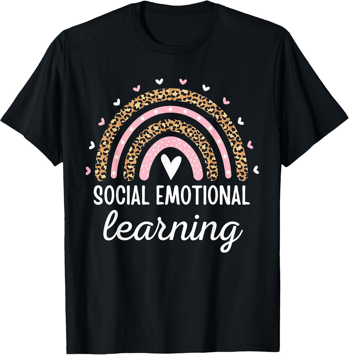 Social Emotional Learning Rainbow Counselor Teacher SEL Day T-Shirt - Black