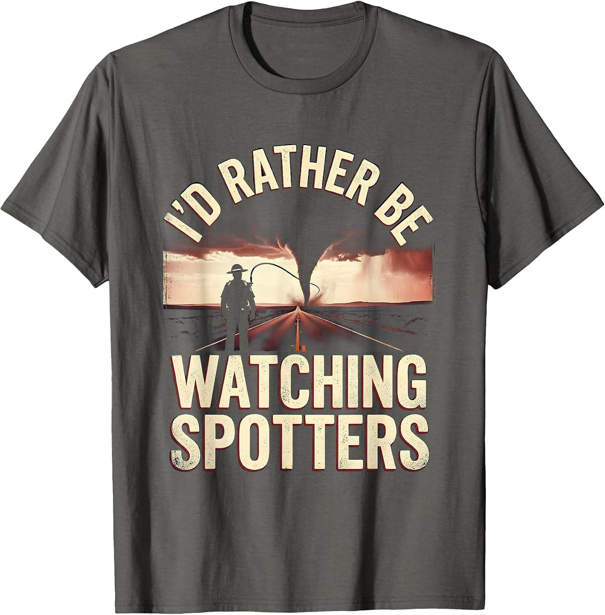 Men's I'd Rather Be Watching Spotters Vintage Storm Chaser T-Shirt - Asphalt Grey