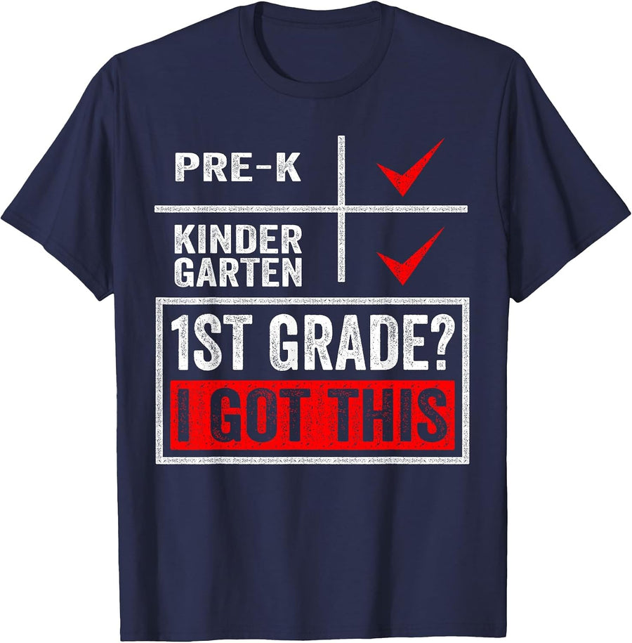 First Day of First Grade Shirt Boys Girls Back to School T-Shirt - Navy Blue
