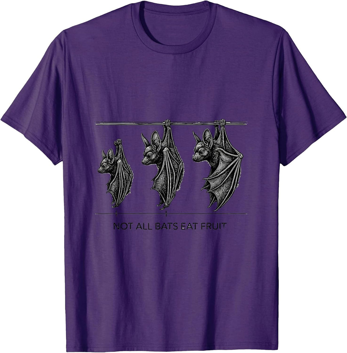 Men's Not All Bats Eat Fruit Funny Bat Lover Wildlife Conservation T-Shirt - Purple