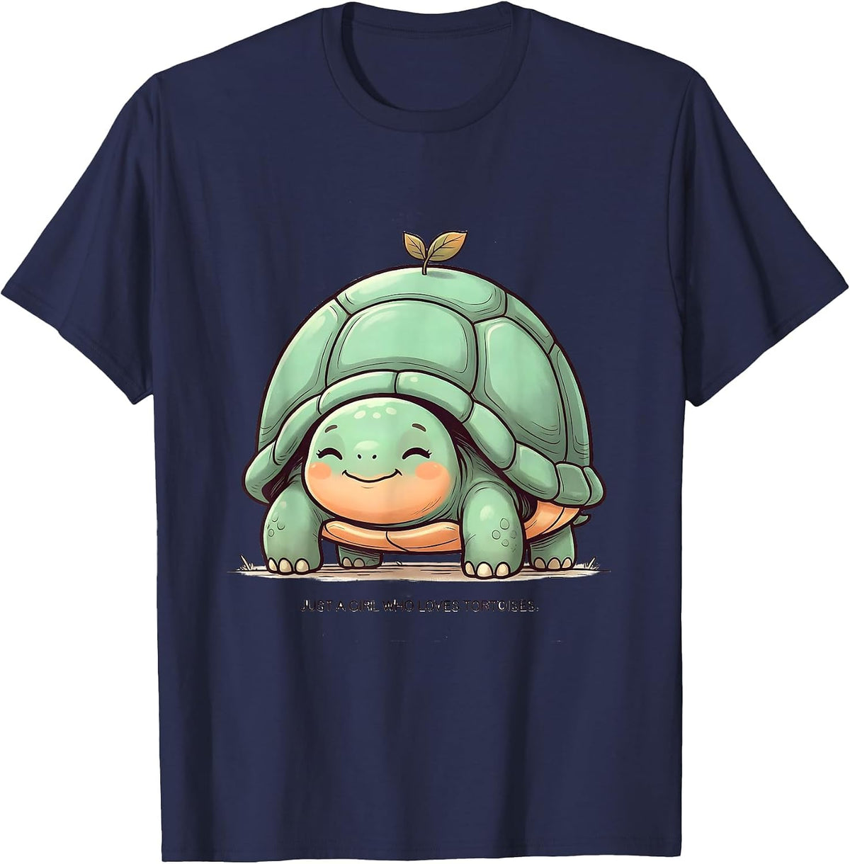 Just A Girl Who Loves Tortoises Cute Kawaii Reptile Lover T-Shirt - Navy Blue