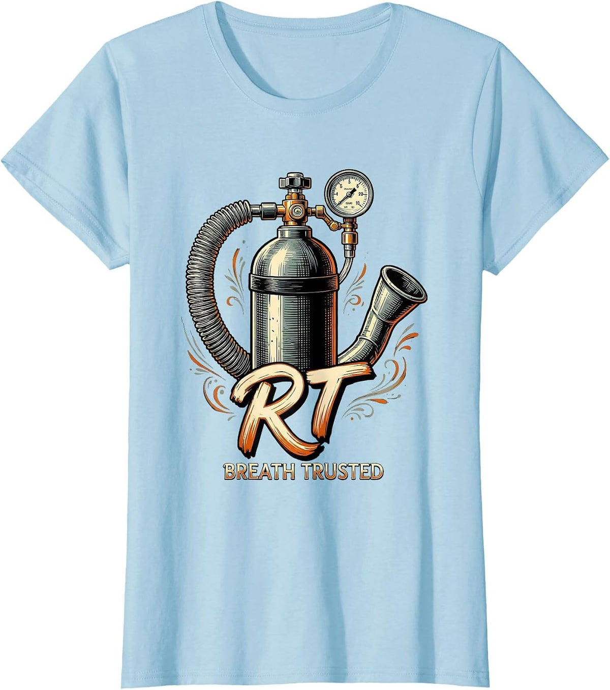 Women's RT Breath Trusted Funny Respiratory Therapist RT Care Week T-Shirt - Baby Blue