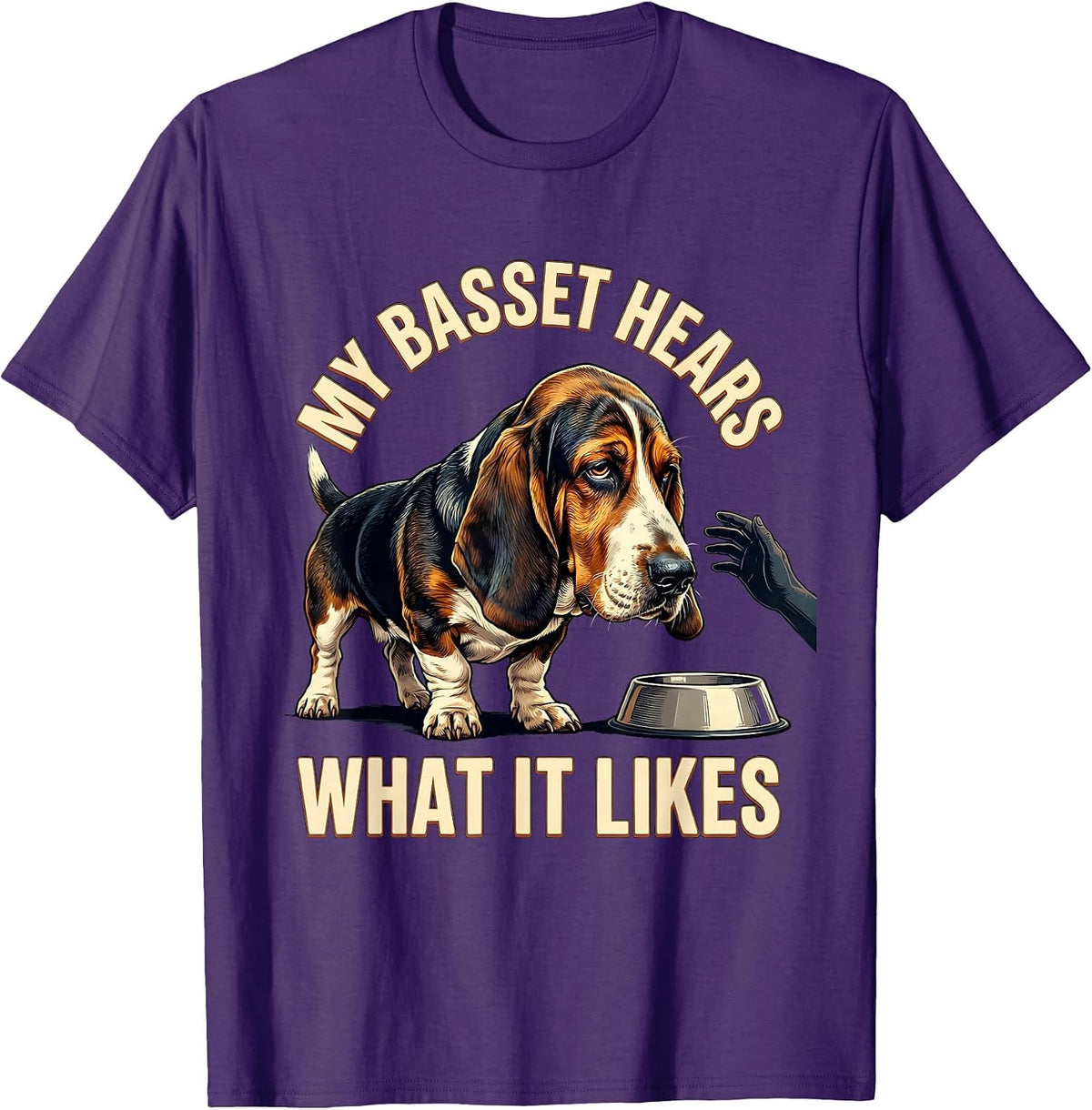 My Basset Hears What It Likes Vintage Funny Basset Hound T-Shirt - Purple