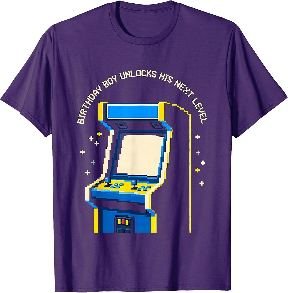 Birthday Boy Unlocks His Next Level Pixel Art Gamer Kids T-Shirt - Purple