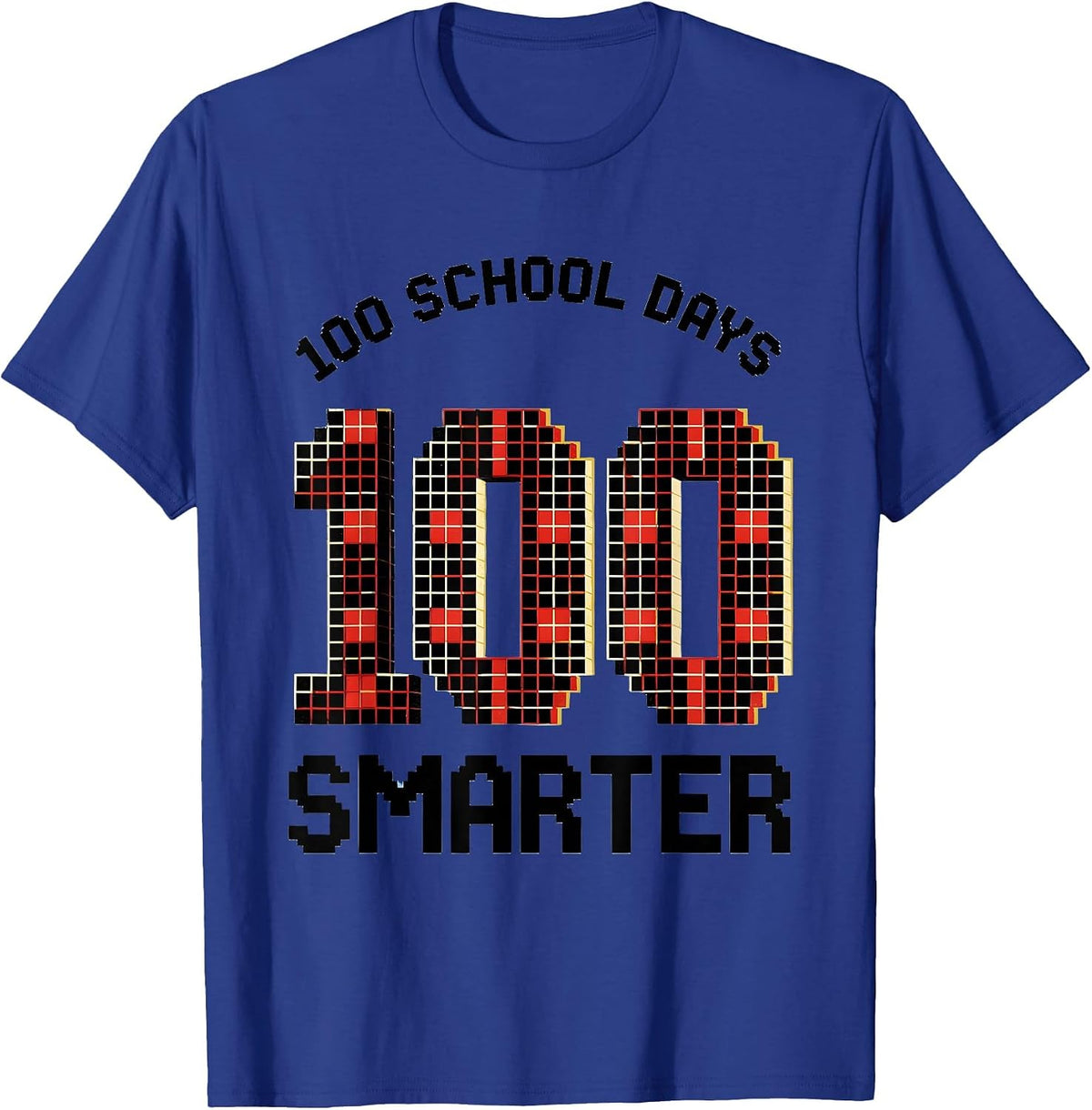 100 School Days Smarter Pixel Art School Milestone 100th Day T-Shirt - Royal Blue