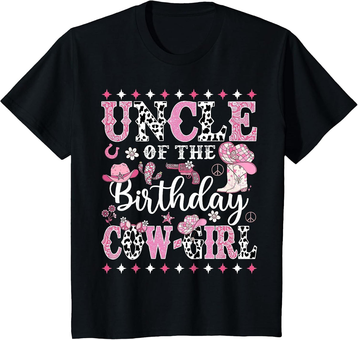 Uncle of The Birthday Cowgirl Rodeo Cowgirl Birthday T-Shirt - Black