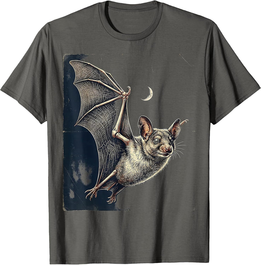 Vintage Mexican Free-Tailed Bat Halloween Bat Lover T-Shirt, Men, Asphalt Grey, X-Large - As Pictured