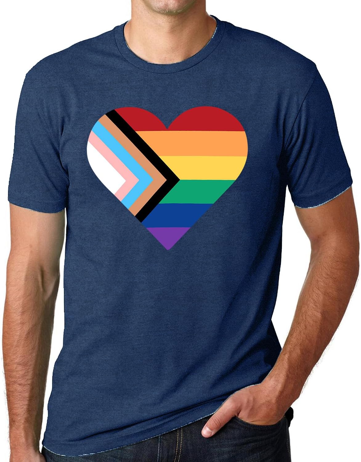 SUWATOIN Pride Shirts for Men LGBTQ Pride Flag T-Shirt Gay Rainbow Heart Tee Tops - Blue