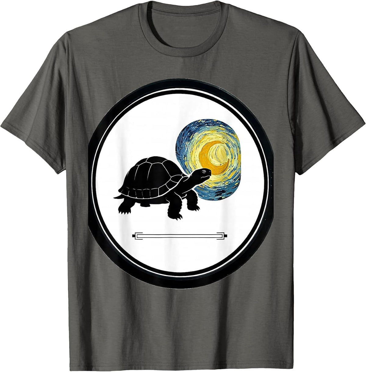 Sealed Badge Tortoise Night Sky Art Pet Lover T-Shirt - Asphalt Grey